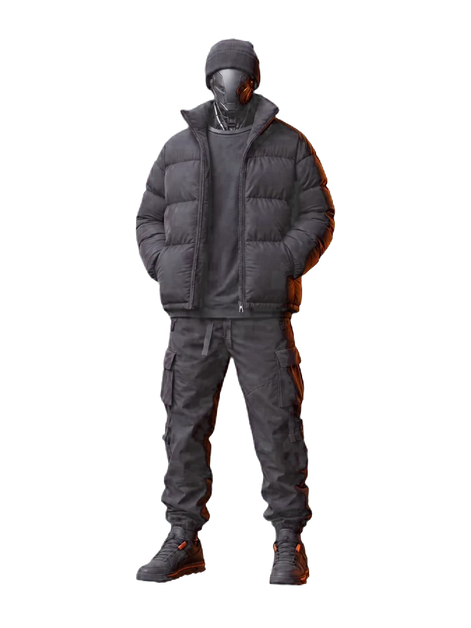 HALLE 9 Drop 01 — komplettes Outfit, drehbar (ziehen zum Drehen)
